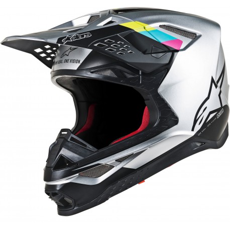 Casque Alpinestars Supertech S-M8 Gris Vert Bleu et Rose 2019