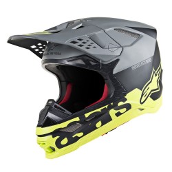 Casque Alpinestars Supertech S-M8 Gris Jaune Fluo et Noir