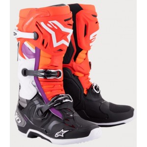 Bottes Alpinestars Tech 10 Black/Red Fluo/Orange Fluo/White